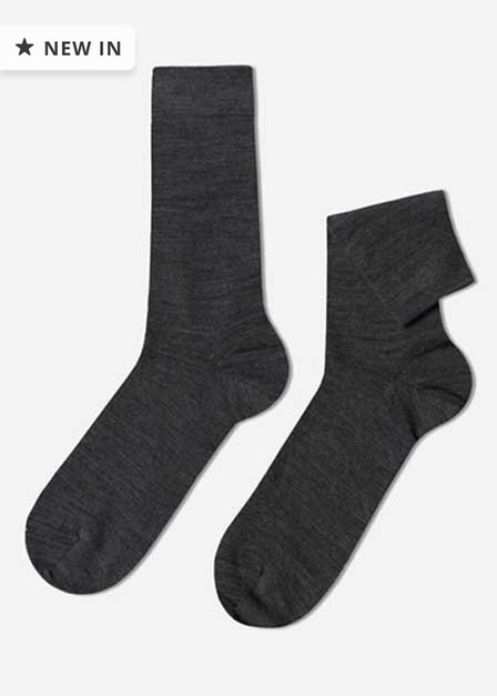 Calzedonia - Charcoal Wool And Cotton Crew Socks